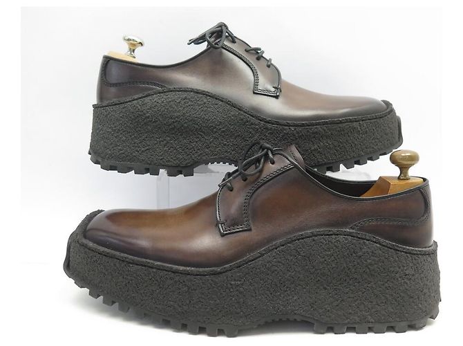 NUOVE SCARPE BERLUTI A PUNTA QUADRATA DI KRIS VAN ASSCHE 8.5 42.5 CUOIO MARRONE - vista 3