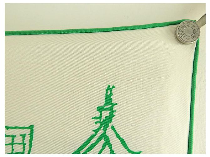 Hermès RARE FULARD HERMES IN TRANSITO A TOKYO VIALARS 2007 FULARD IN SETA 90 CM Verde - vista 11
