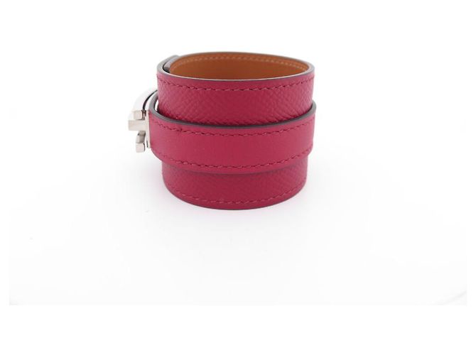 Hermès NOVE BRACCIALE HERMES MANICOTTO DRAG CUOIO EPSOM ROSSO GRENADIER 18 BANGLE Bordò - vista 2