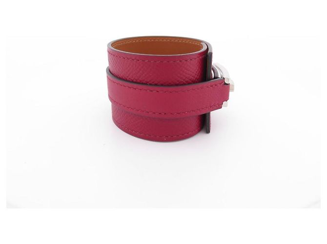 Hermès NOVE BRACCIALE HERMES MANICOTTO DRAG CUOIO EPSOM ROSSO GRENADIER 18 BANGLE Bordò - vista 3