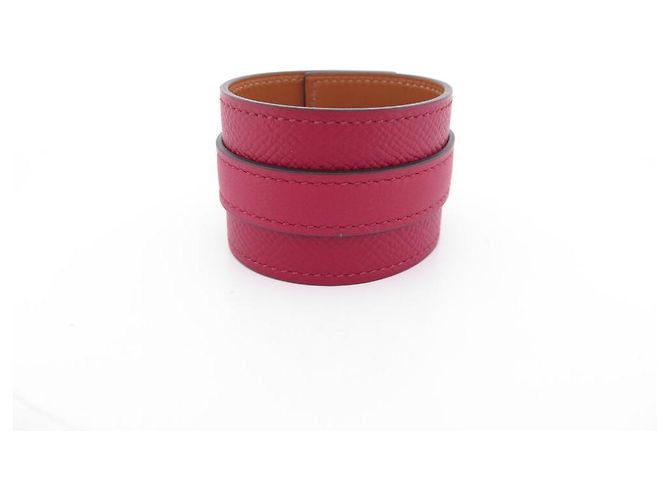 Hermès NOVE BRACCIALE HERMES MANICOTTO DRAG CUOIO EPSOM ROSSO GRENADIER 18 BANGLE Bordò - vista 4