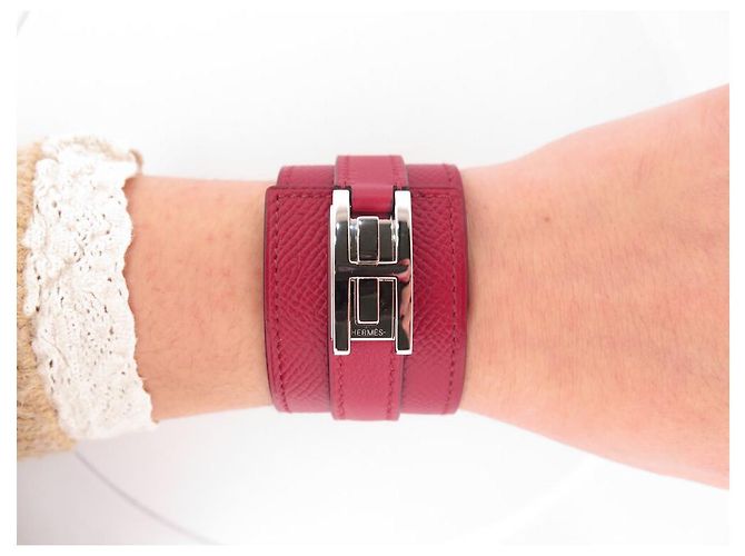 Hermès NOVE BRACCIALE HERMES MANICOTTO DRAG CUOIO EPSOM ROSSO GRENADIER 18 BANGLE Bordò - vista 9