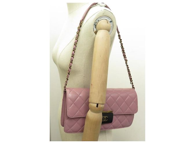 BORSA A MANO CHANEL BEAUTY LOCK IN PELLE QUILTED ROSA - vista 7