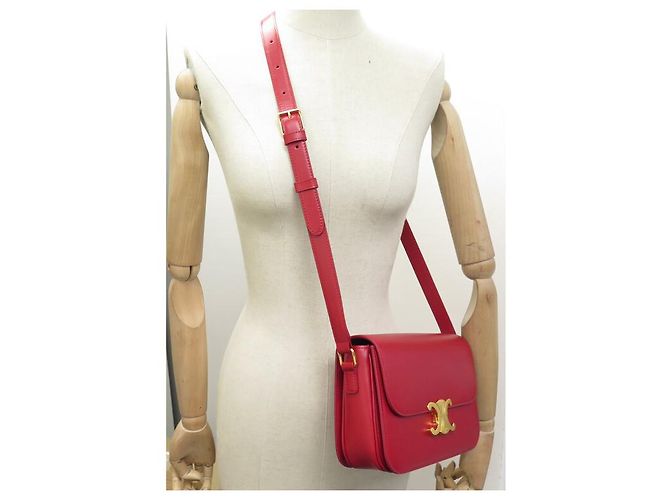 Céline NUOVA BORSA A MANO CELINE TRIOMPHE 187363BF4 IN PELLE ROSSA A TRACOLLA Rosso - vista 7