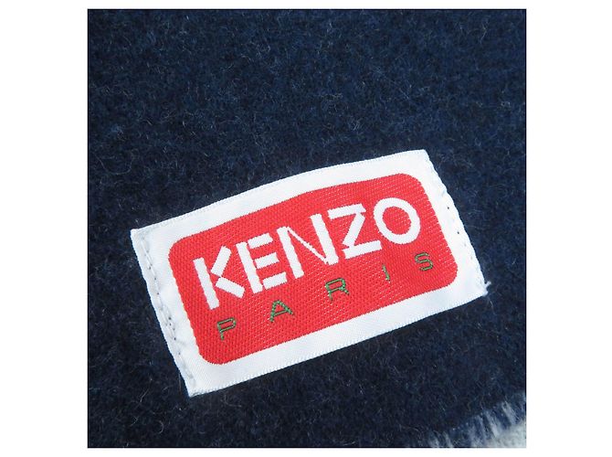 Kenzo Woll-Nylon großer Poncho marineblau - Ansicht 8