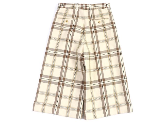 Bermuda largo xadrez de lã e rayon Gucci 44 Bege - vista 2