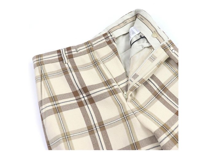 Bermuda largo xadrez de lã e rayon Gucci 44 Bege - vista 3