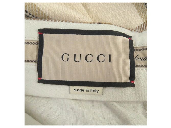 Bermuda largo xadrez de lã e rayon Gucci 44 Bege - vista 5