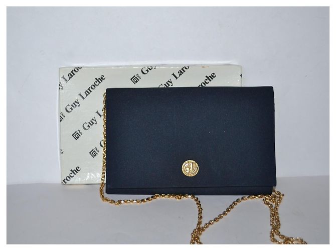 Borsa a tracolla Guy Laroche blu in tessuto con catena dorata - vista 3