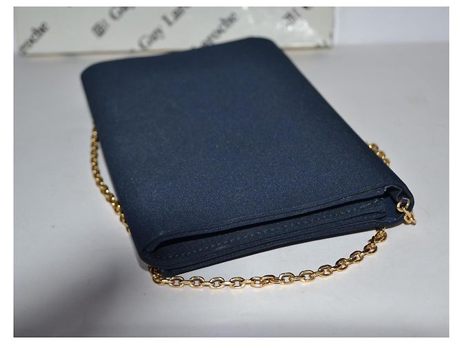 Borsa a tracolla Guy Laroche blu in tessuto con catena dorata - vista 6