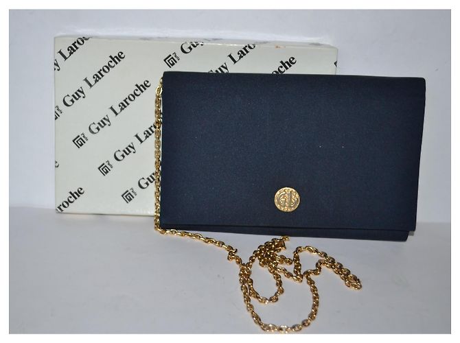 Borsa a tracolla Guy Laroche blu in tessuto con catena dorata - vista 7