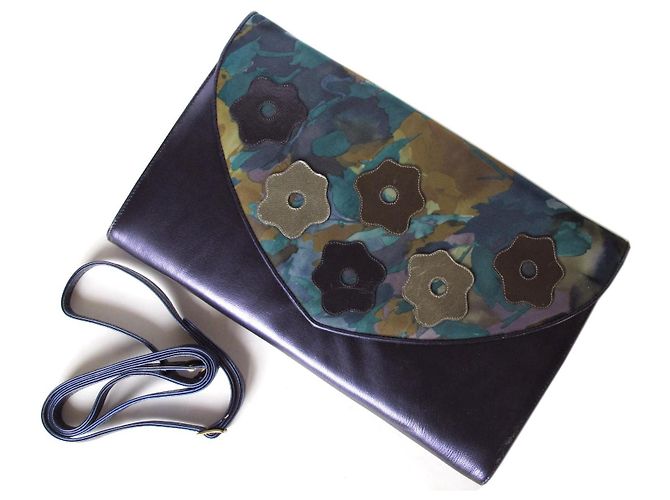 Borsa a mano Bally in pelle blu con motivo floreale - vista 12