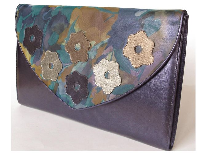 Borsa a mano Bally in pelle blu con motivo floreale - vista 2