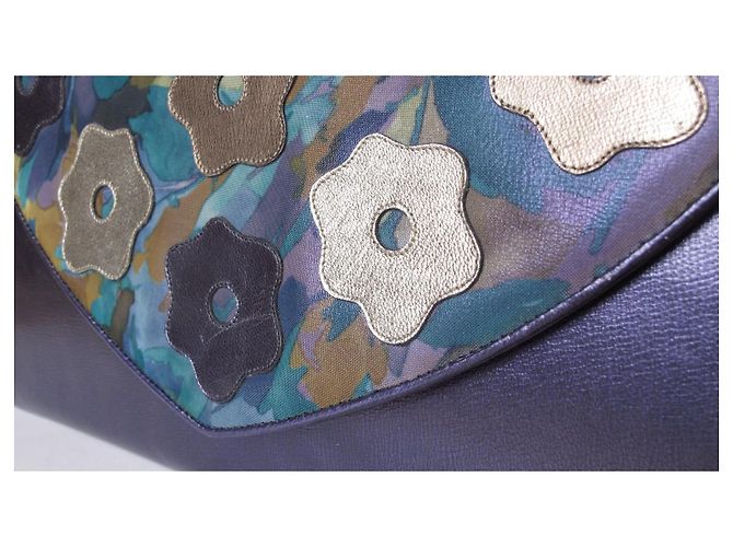 Borsa a mano Bally in pelle blu con motivo floreale - vista 3