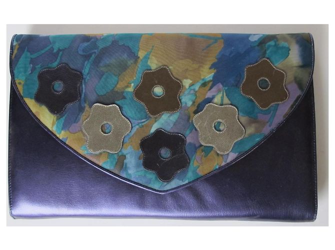 Borsa a mano Bally in pelle blu con motivo floreale - vista 9