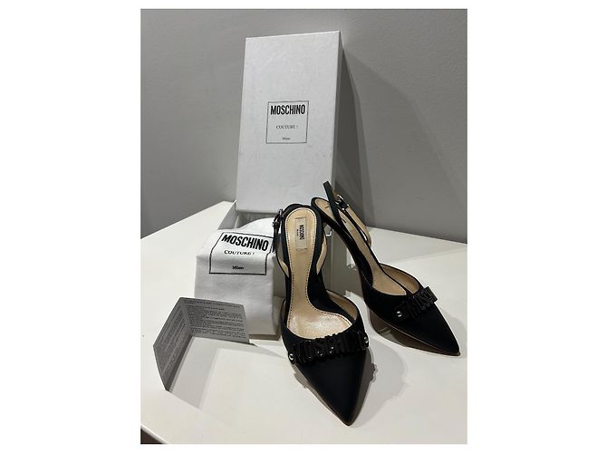 Moschino Mules aus schwarzer Seide mit 6 cm Absatz - Ansicht 2