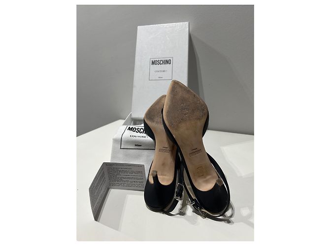 Moschino Mules aus schwarzer Seide mit 6 cm Absatz - Ansicht 4