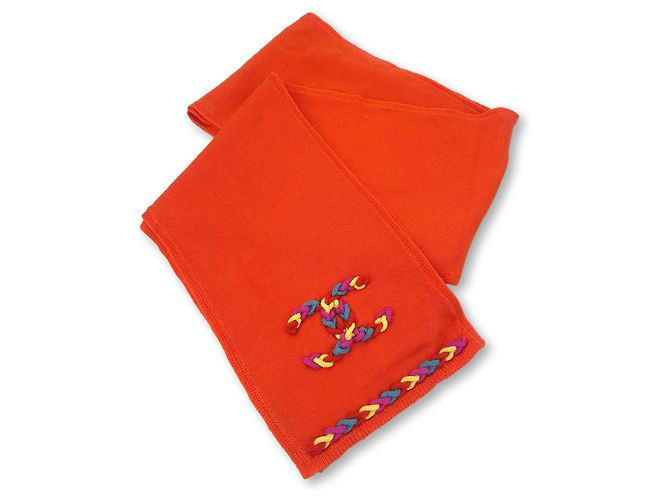 gestrickter Korallenschal Chanel Pink Blau Mehrfarben Orange Gelb - Ansicht 2