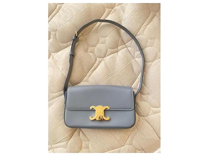 Borsa a tracolla Céline Triomphe blu in pelle - vista 7