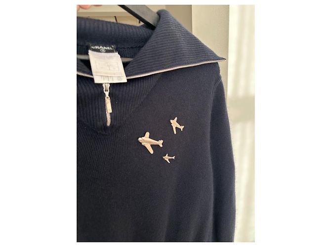 Vestido Chanel Colección Airline Azul Marino Algodón - vista 8