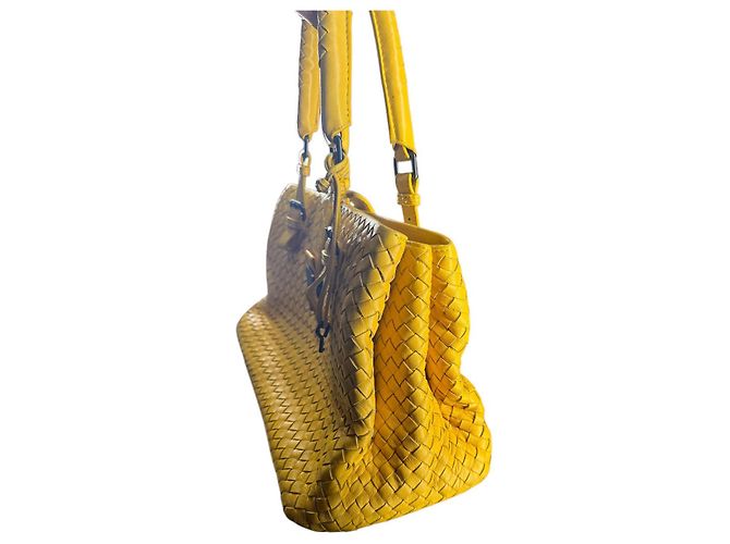 Bottega Veneta Borsa Roma Intrecciato media Giallo - vista 3