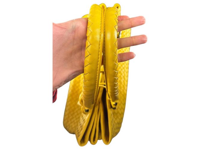 Bottega Veneta Borsa Roma Intrecciato media Giallo - vista 5