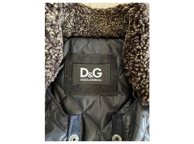 Blaue gewaschene Lammleder-Fliegerjacke Dolce & Gabbana Größe 52 IT - Ansicht 13