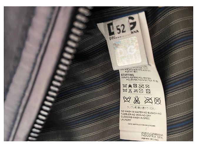 Blaue gewaschene Lammleder-Fliegerjacke Dolce & Gabbana Größe 52 IT - Ansicht 18