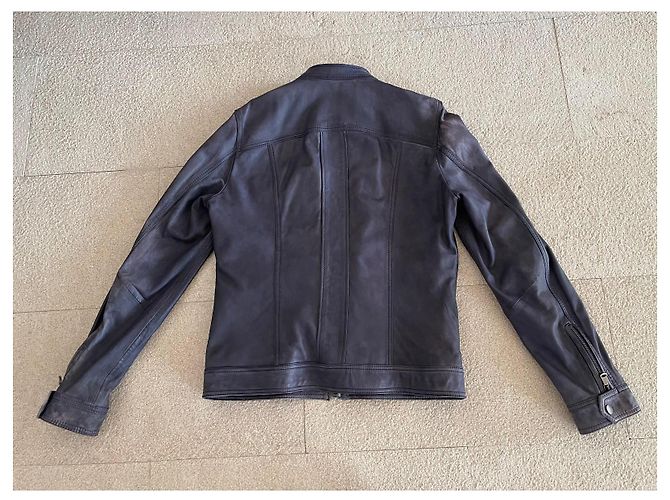 Blaue gewaschene Lammleder-Fliegerjacke Dolce & Gabbana Größe 52 IT - Ansicht 3