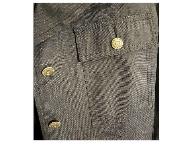 Fendi Windjacke mit Monogramm Streifen Schwarz - Ansicht 4
