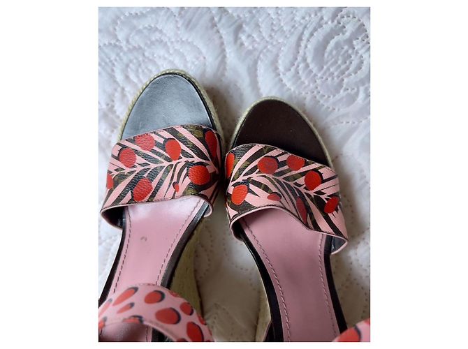 Sandali con zeppa Louis Vuitton in pelle rosa - vista 5
