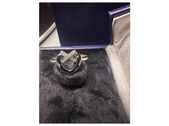 Anello Chaumet Link a Cuore in Oro Bianco e Diamanti Silver hardware - vista 4