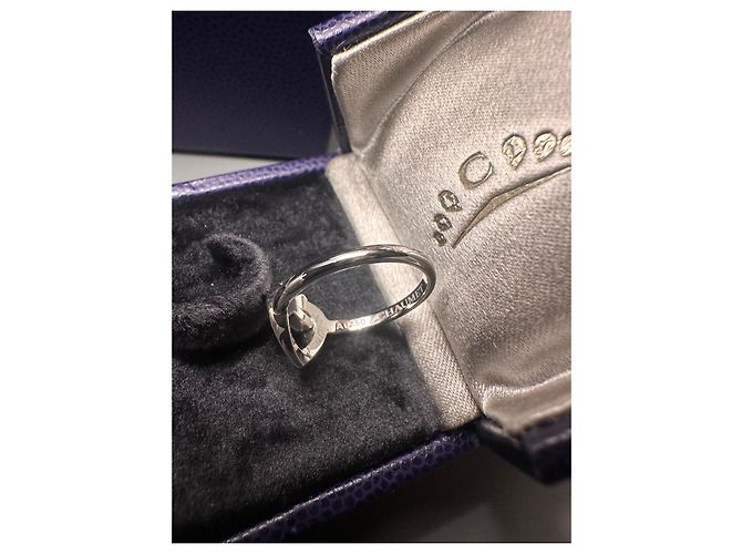 Anello Chaumet Link a Cuore in Oro Bianco e Diamanti Silver hardware - vista 6
