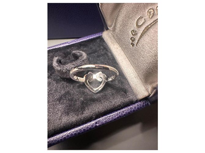 Anello Chaumet Link a Cuore in Oro Bianco e Diamanti Silver hardware - vista 7