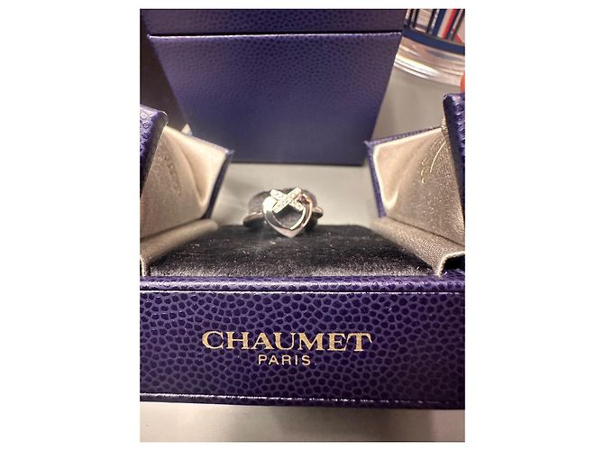 Anello Chaumet Link a Cuore in Oro Bianco e Diamanti Silver hardware - vista 8