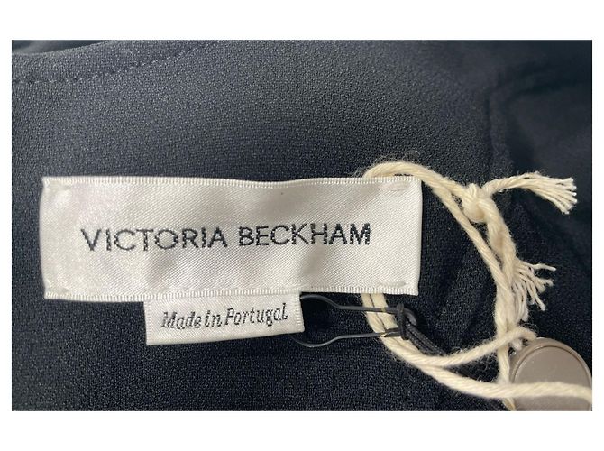 Victoria Beckham Plissiertes Midi-Kleid aus schwarzem Polyester - Ansicht 11