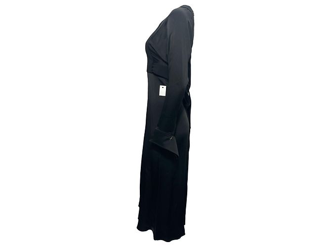 Victoria Beckham Plissiertes Midi-Kleid aus schwarzem Polyester - Ansicht 3