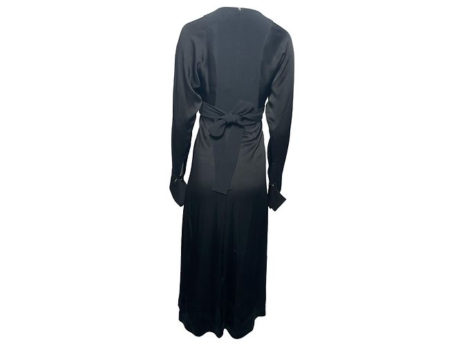 Victoria Beckham Plissiertes Midi-Kleid aus schwarzem Polyester - Ansicht 4