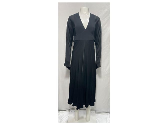 Victoria Beckham Plissiertes Midi-Kleid aus schwarzem Polyester - Ansicht 7