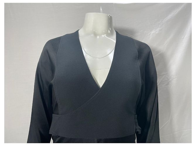 Victoria Beckham Plissiertes Midi-Kleid aus schwarzem Polyester - Ansicht 8