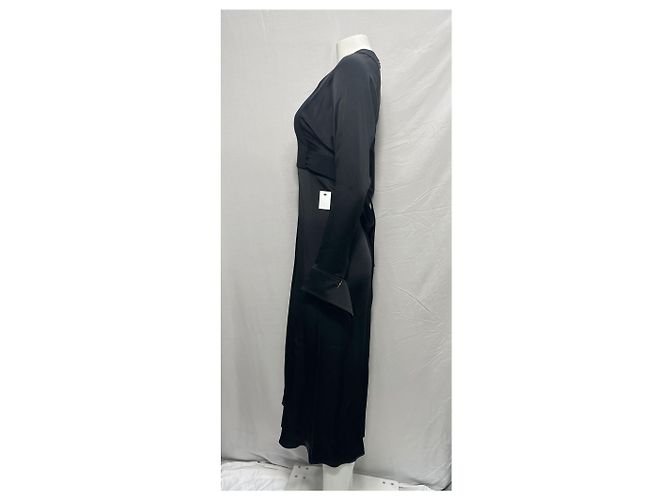 Victoria Beckham Plissiertes Midi-Kleid aus schwarzem Polyester - Ansicht 9