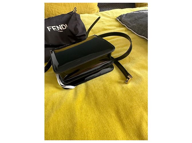 Fendi Caligraphy Tasche schwarzes Lackleder - Ansicht 11