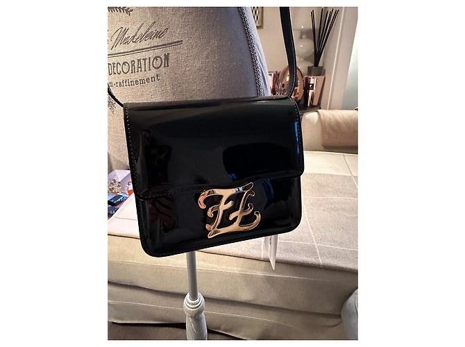Fendi Caligraphy Tasche schwarzes Lackleder - Ansicht 21