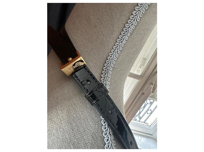 Fendi Caligraphy Tasche schwarzes Lackleder - Ansicht 3