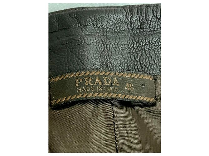 Prada Pantalones de cuero rectos marrones oscuros Marrón oscuro - vista 4