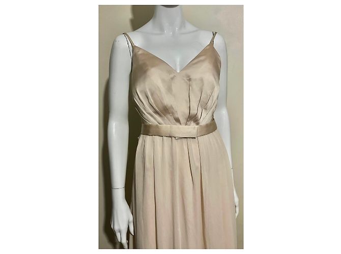 Vera Wang Abito da sera lungo color champagne Beige D'oro Crema - vista 3