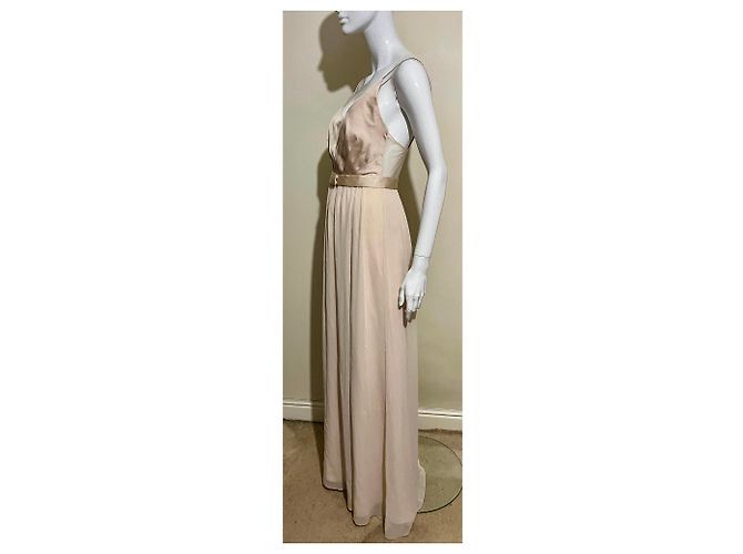 Vera Wang Abito da sera lungo color champagne Beige D'oro Crema - vista 4