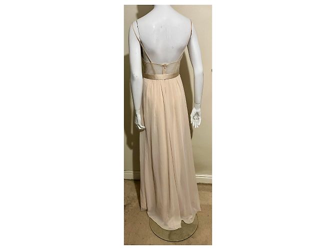 Vera Wang Abito da sera lungo color champagne Beige D'oro Crema - vista 5
