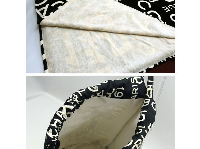 Set di grande coperta e borsa Chanel by Sea Nero Bianco Crudo - vista 6