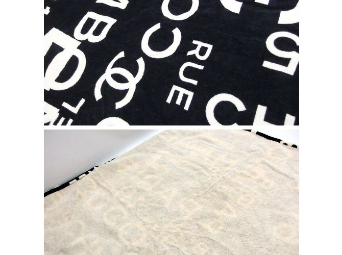 Set di grande coperta e borsa Chanel by Sea Nero Bianco Crudo - vista 8